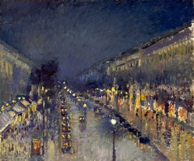 The Boulevard Montmartre at Night by Camille Jacob Pissarro